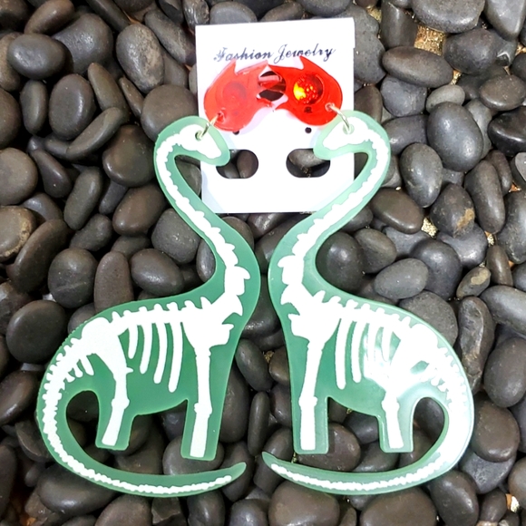 unbranded Jewelry - LAST PAIR EARRINGS OVERSIZED ACRYLIC DINASOR DANGLE